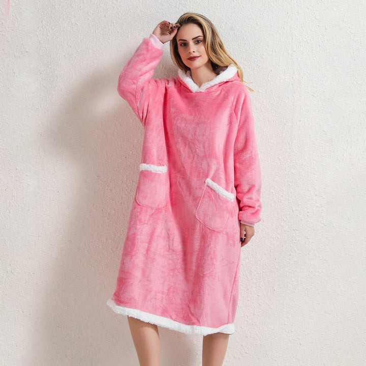 Women's Pocket Blanket Hoodie Gown