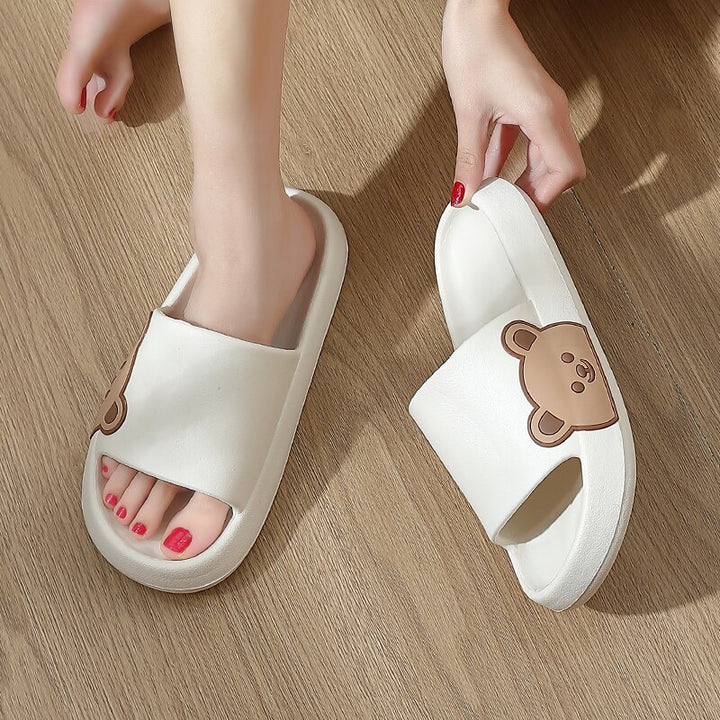 Cartoon Bear Flip Flops Thick Sole Indoor Bathroom Anti-slip