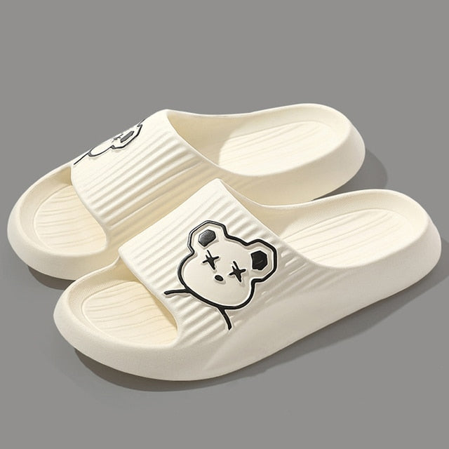 Cartoon Bear Flip Flops Thick Sole Indoor Bathroom Anti-slip