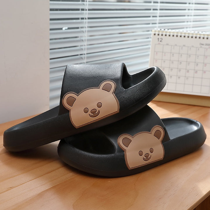 Cartoon Bear Flip Flops Thick Sole Indoor Bathroom Anti-slip