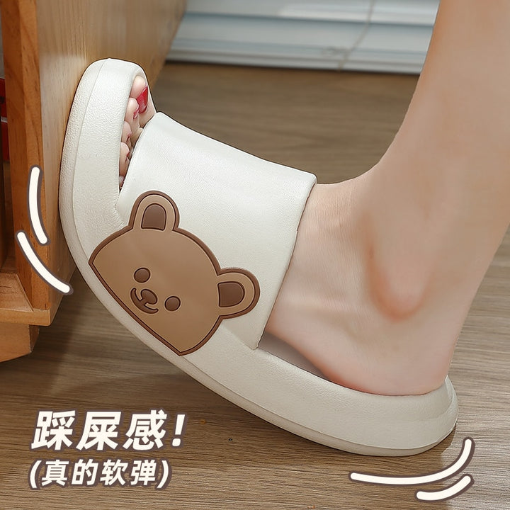 Cartoon Bear Flip Flops Thick Sole Indoor Bathroom Anti-slip