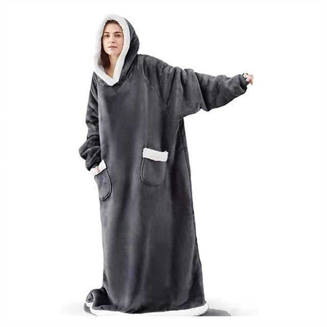 Women's Pocket Blanket Hoodie Gown